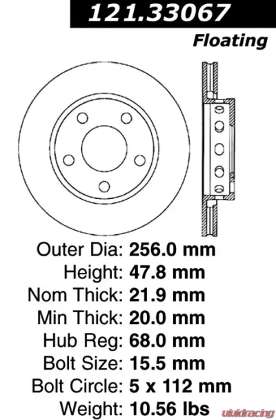 Centric C-Tek Standard Brake Rotor 121.33067 - 121.33067