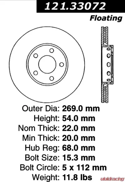 Centric C-Tek Standard Brake Rotor 121.33072 - 121.33072