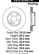 Centric C-Tek Standard Brake Rotor 121.33074                                     - 121.33074 - Image 4