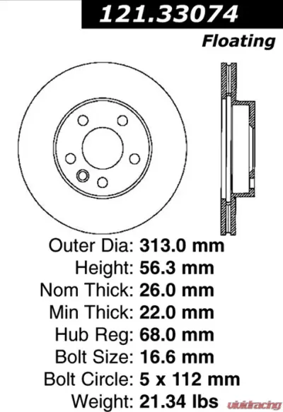 Centric C-Tek Standard Brake Rotor 121.33074 - 121.33074