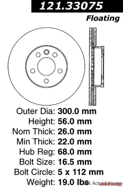 Centric C-Tek Standard Brake Rotor 121.33075 - 121.33075