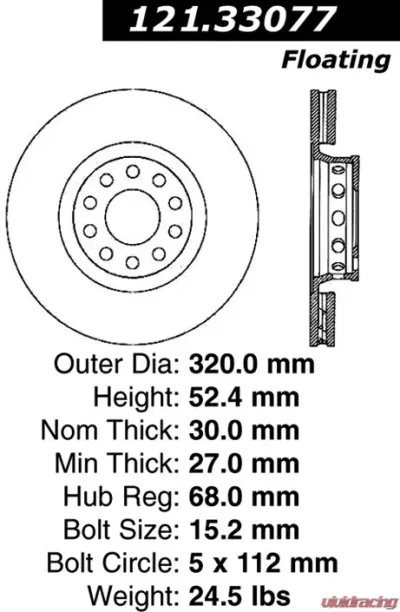 Centric C-Tek Standard Brake Rotor 121.33077 - 121.33077
