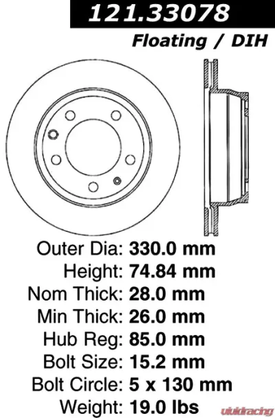 Centric C-Tek Standard Brake Rotor 121.33078 - 121.33078