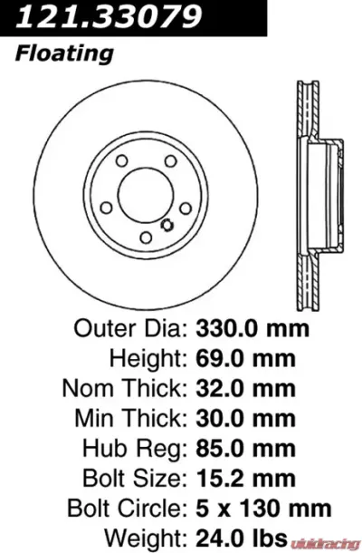 Centric C-Tek Standard Brake Rotor 121.33079 - 121.33079