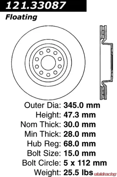Centric C-Tek Standard Brake Rotor 121.33087 - 121.33087