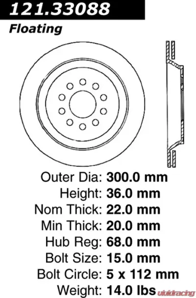 Centric C-Tek Standard Brake Rotor 121.33088 - 121.33088