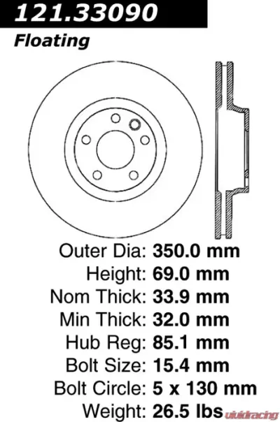 Centric C-Tek Standard Brake Rotor 121.33090 - 121.33090