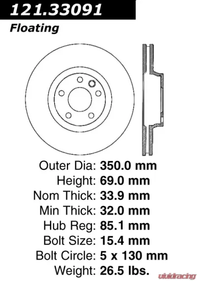 Centric C-Tek Standard Brake Rotor 121.33091 - 121.33091