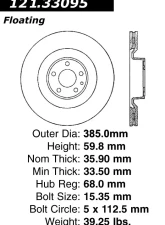 Centric C-Tek Standard Brake Rotor 121.33095                                     - 121.33095 - Image 4