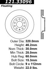 Centric C-Tek Standard Brake Rotor 121.33096                                     - 121.33096 - Image 4