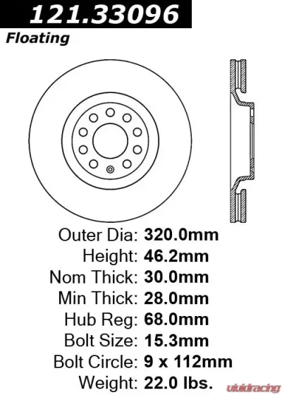 Centric C-Tek Standard Brake Rotor 121.33096 - 121.33096