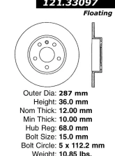 Centric C-Tek Standard Brake Rotor 121.33097                                     - 121.33097 - Image 4