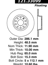 Centric C-Tek Standard Brake Rotor 121.33099                                     - 121.33099 - Image 4