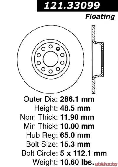 Centric C-Tek Standard Brake Rotor 121.33099 - 121.33099