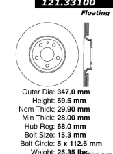Centric C-Tek Standard Brake Rotor 121.33100                                     - 121.33100 - Image 2
