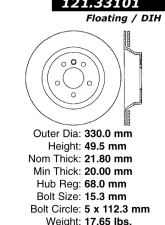 Centric C-Tek Standard Brake Rotor 121.33101                                     - 121.33101 - Image 4