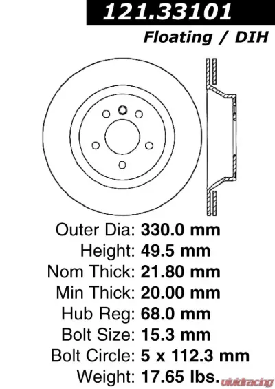 Centric C-Tek Standard Brake Rotor 121.33101 - 121.33101