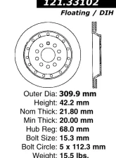 Centric C-Tek Standard Brake Rotor 121.33102                                     - 121.33102 - Image 2