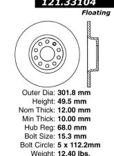 Centric C-Tek Standard Brake Rotor 121.33104                                     - 121.33104 - Image 4