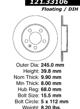Centric C-Tek Standard Brake Rotor 121.33106                                     - 121.33106 - Image 4