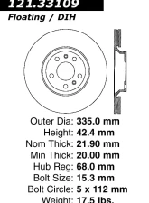 Centric C-Tek Standard Brake Rotor 121.33109                                     - 121.33109 - Image 4