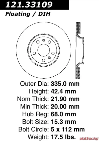 Centric C-Tek Standard Brake Rotor 121.33109 - 121.33109