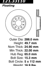 Centric C-Tek Standard Brake Rotor 121.33110                                     - 121.33110 - Image 4