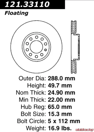 Centric C-Tek Standard Brake Rotor 121.33110 - 121.33110