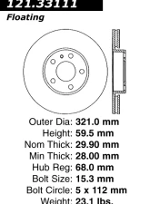 Centric C-Tek Standard Brake Rotor 121.33111                                     - 121.33111 - Image 4