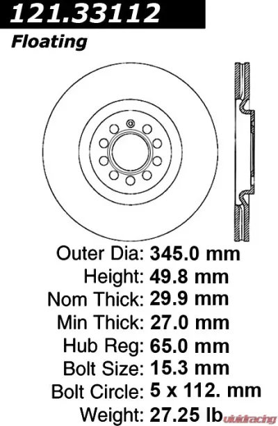 Centric C-Tek Standard Brake Rotor 121.33112 - 121.33112