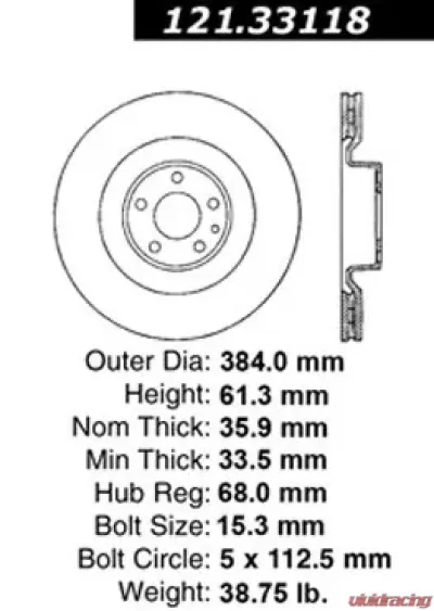 Centric C-Tek Standard Brake Rotor 121.33118 - 121.33118