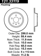 Centric C-Tek Standard Brake Rotor 121.33119                                     - 121.33119 - Image 4