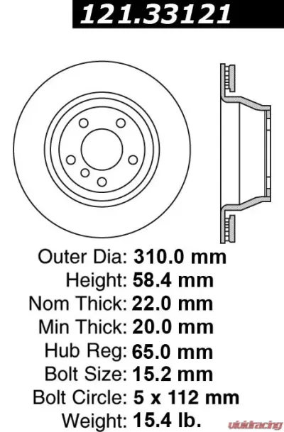Centric C-Tek Standard Brake Rotor 121.33121 - 121.33121