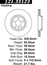 Centric C-Tek Standard Brake Rotor 121.33123                                     - 121.33123 - Image 4