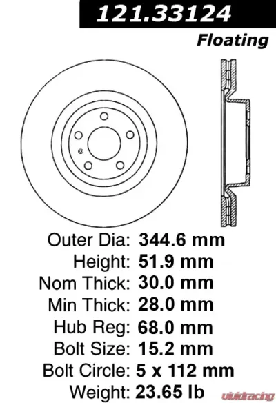 Centric C-Tek Standard Brake Rotor 121.33124 - 121.33124