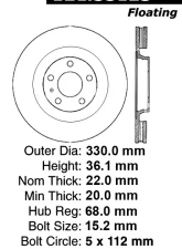 Centric C-Tek Standard Brake Rotor 121.33125                                     - 121.33125 - Image 4