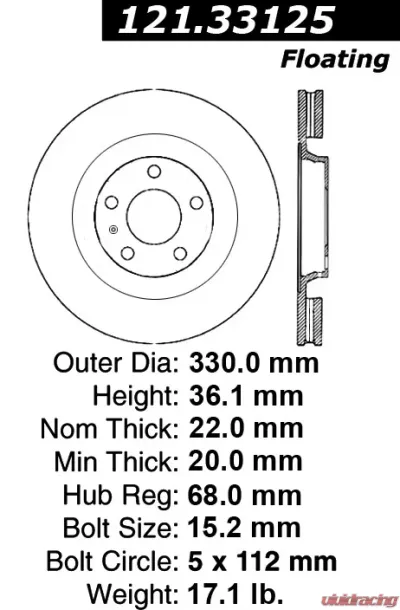 Centric C-Tek Standard Brake Rotor 121.33125 - 121.33125