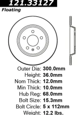 Centric C-Tek Standard Brake Rotor 121.33127                                     - 121.33127 - Image 4