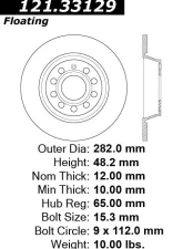 Centric C-Tek Standard Brake Rotor 121.33129                                     - 121.33129 - Image 4