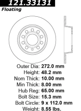 Centric C-Tek Standard Brake Rotor 121.33131                                     - 121.33131 - Image 4