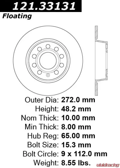 Centric C-Tek Standard Brake Rotor 121.33131 - 121.33131