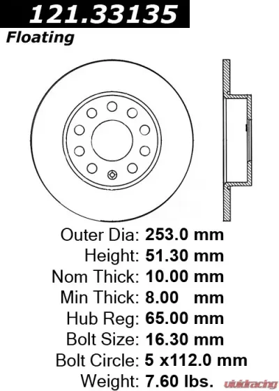 Centric C-Tek Standard Brake Rotor 121.33135 - 121.33135