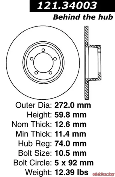 Centric C-Tek Standard Brake Rotor 121.34003 - 121.34003
