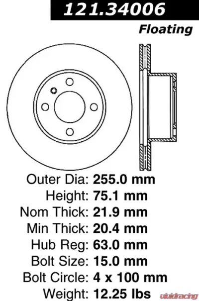 Centric C-Tek Standard Brake Rotor 121.34006 - 121.34006