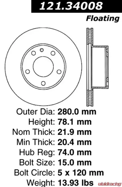 Centric C-Tek Standard Brake Rotor 121.34008 - 121.34008