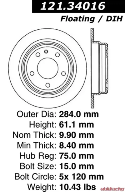 Centric C-Tek Standard Brake Rotor 121.34016 - 121.34016