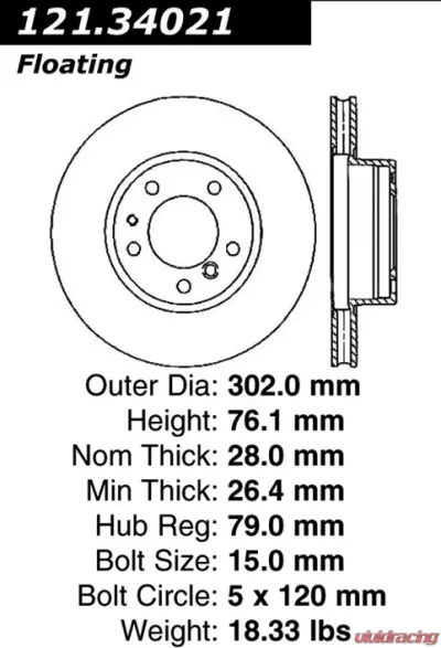 Centric C-Tek Standard Brake Rotor 121.34021 - 121.34021