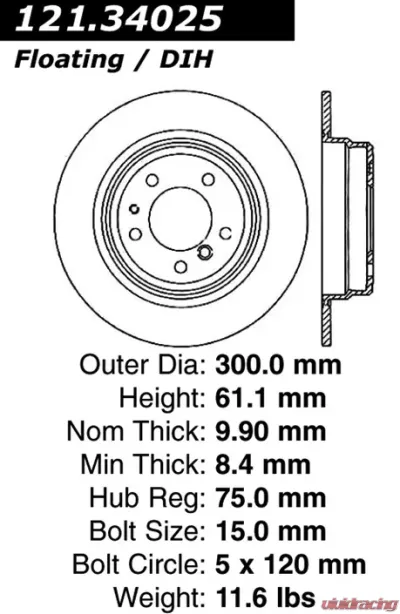Centric C-Tek Standard Brake Rotor 121.34025 - 121.34025