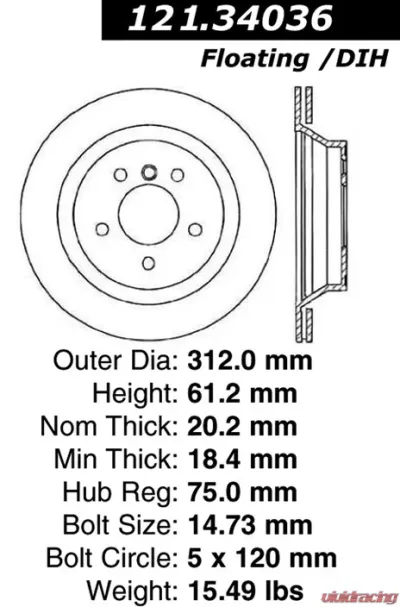 Centric C-Tek Standard Brake Rotor 121.34036 - 121.34036