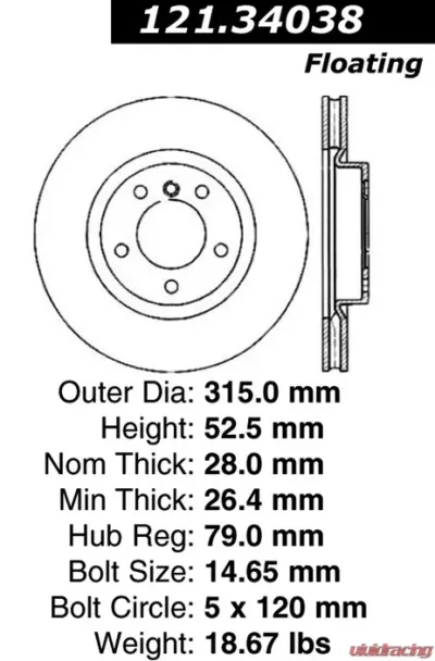 Centric C-Tek Standard Brake Rotor 121.34038 - 121.34038